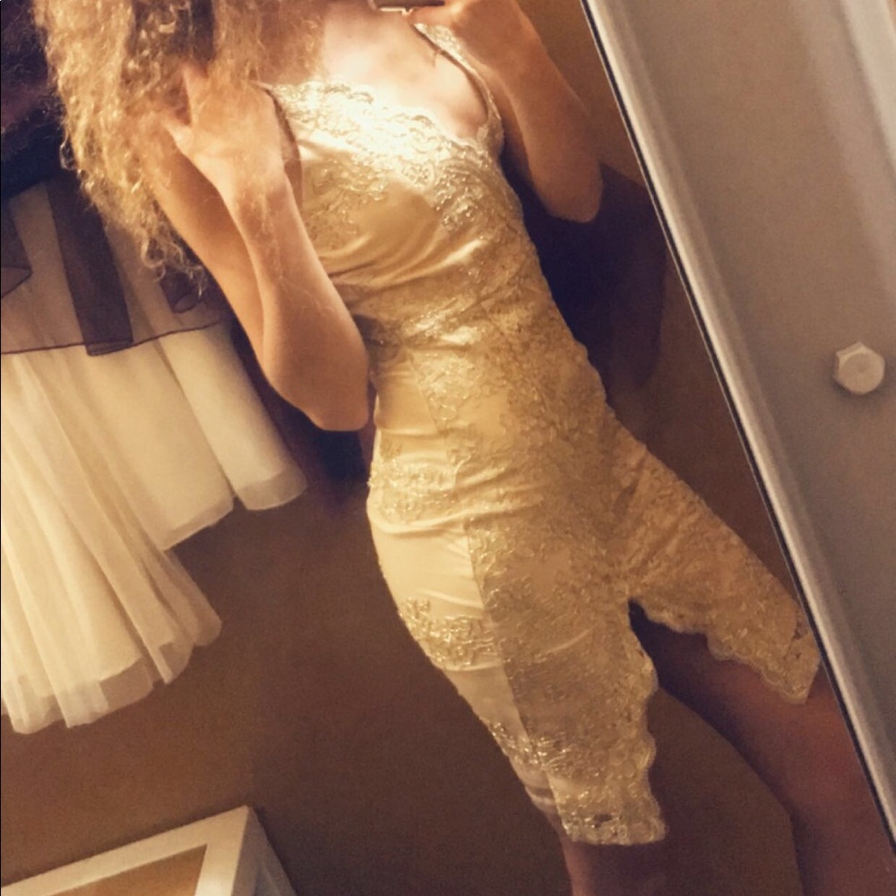 Gold formal/party dress with slit